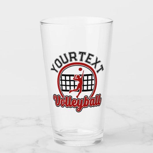 バレーボールADD NAMEスパイクボール攻撃チームプレーヤー タンブラーグラス (正面)