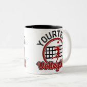 バレーボールADD NAMEスパイクボール攻撃チームプレーヤー ツートーンマグカップ (正面右)