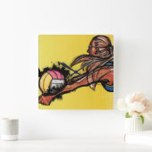 バレーボールDIGG -柱時計 スクエア壁時計 (ホーム)