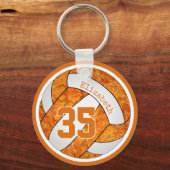 バレーボールwオレンジ白チームカラー女子 キーホルダー (裏面)