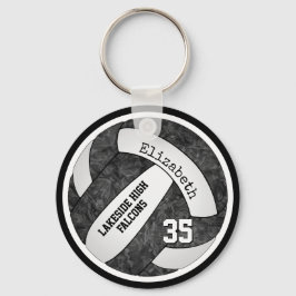 バレーボールw白黒チームカラー名女 キーホルダー