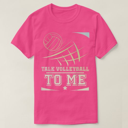 バレーボ男性へールと女性がバレーボールを話す Tシャツ (デザイン正面)