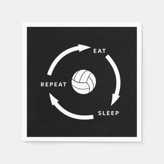 バレーボ食べレースリープリピートスポーツファンことわざ スタンダードカクテルナプキン (正面)