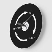バレーボ食べレースリープリピートスポーツファンことわざ ラージ壁時計 (傾斜)