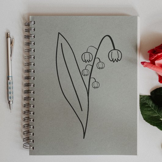 バレーラインアートフラワーのボタニカルリリー ラバースタンプ