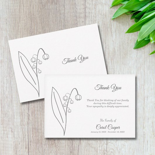 バレーラインアート葬儀サンキューカードのリリー サンキューカード
