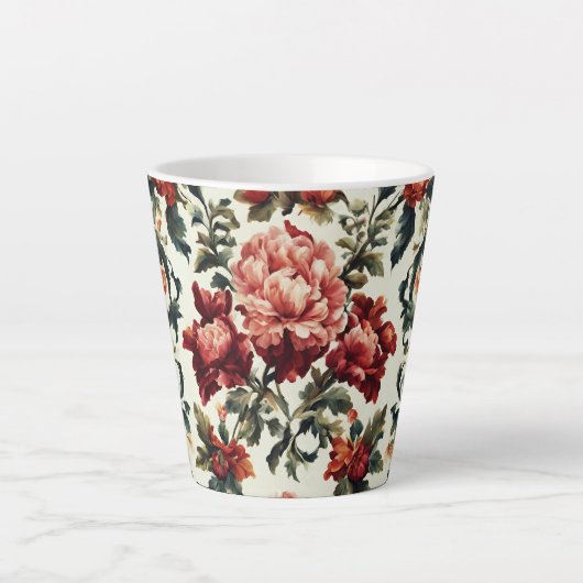 バロイタリアンーク。シックな花葉と花 カフェラテマグ (正面)