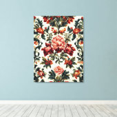 バロイタリアンーク。シックな花葉と花 キャンバスプリント (インサイチュ (ウッドフロア))