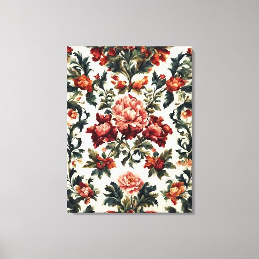 バロイタリアンーク。シックな花葉と花 キャンバスプリント (正面)