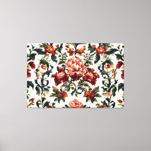 バロイタリアンーク。シックな花葉と花 キャンバスプリント (正面)