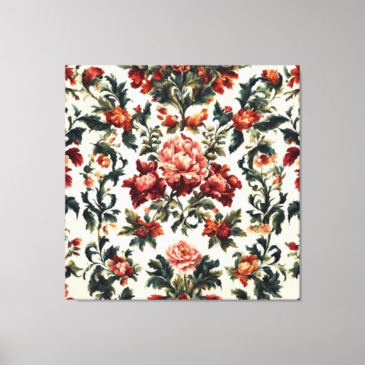 バロイタリアンーク。シックな花葉と花 キャンバスプリント (正面)