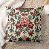 バロイタリアンーク。シックな花葉と花 クッション (ブランケット)