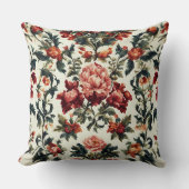 バロイタリアンーク。シックな花葉と花 クッション (正面)