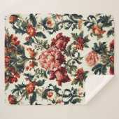 バロイタリアンーク。シックな花葉と花 シェルパブランケット (正面(横))