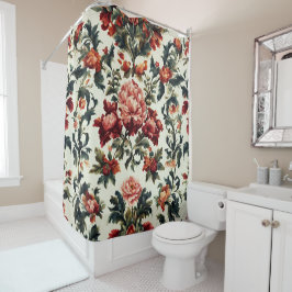 バロイタリアンーク。シックな花葉と花 シャワーカーテン