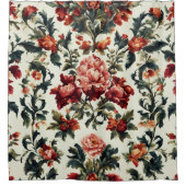 バロイタリアンーク。シックな花葉と花 シャワーカーテン (正面)