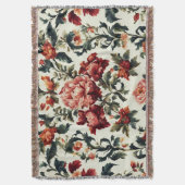 バロイタリアンーク。シックな花葉と花 スローブランケット (正面縦)