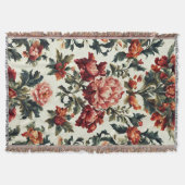 バロイタリアンーク。シックな花葉と花 スローブランケット (正面)