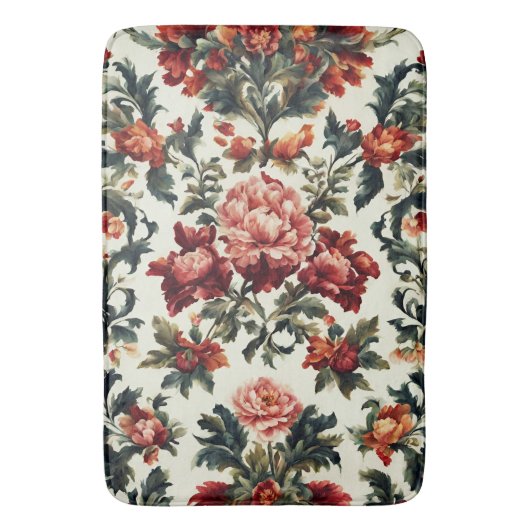 バロイタリアンーク。シックな花葉と花 バスマット (正面縦)