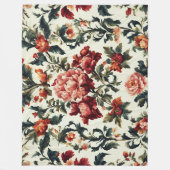 バロイタリアンーク。シックな花葉と花 フリースブランケット (正面)