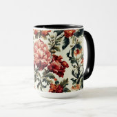 バロイタリアンーク。シックな花葉と花 マグカップ (正面右)