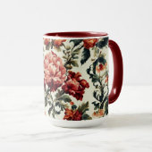 バロイタリアンーク。シックな花葉と花 マグカップ (正面右)