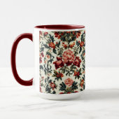 バロイタリアンーク。シックな花葉と花 マグカップ (左)