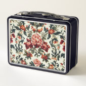 バロイタリアンーク。シックな花葉と花 メタルランチボックス (裏面)