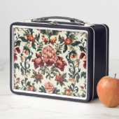 バロイタリアンーク。シックな花葉と花 メタルランチボックス (インサイチュ)