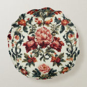 バロイタリアンーク。シックな花葉と花 ラウンドクッション (裏面)
