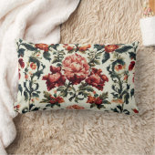 バロイタリアンーク。シックな花葉と花 ランバークッション (ブランケット)