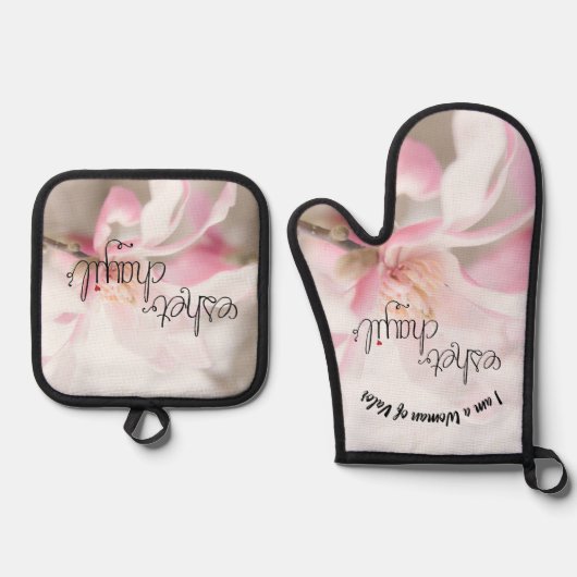 バロエプロンの女性 鍋つかみ&鍋敷きセット (正面)