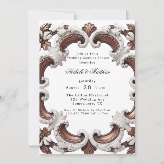 バロエレガントクの結婚カップルのシャワー 招待状 (正面)