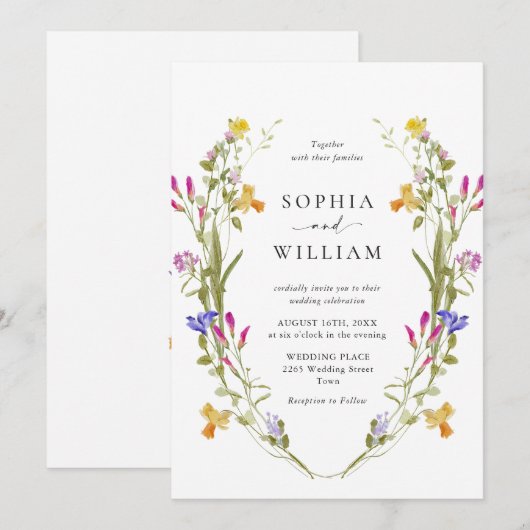 バロエレガントクフランスのガーデン結婚フローラ 招待状 (正面/裏面)