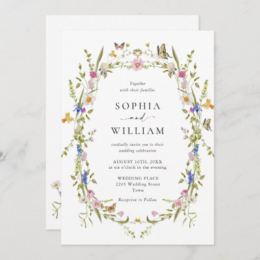 バロエレガントクフランスのガーデン結婚フローラ 招待状 (正面/裏面)