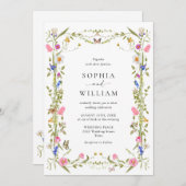 バロエレガントクフランスのガーデン結婚フローラ 招待状 (正面/裏面)