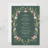 バロエレガントクフランスのガーデン結婚フローラ 招待状 (正面)