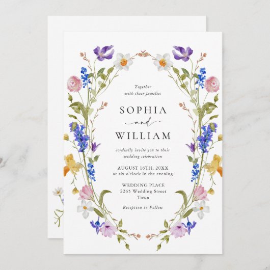 バロエレガントクフランスのガーデン結婚フローラ 招待状 (正面/裏面)