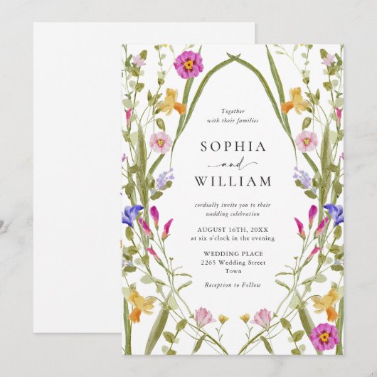 バロエレガントクフランスのガーデン結婚フローラ 招待状 (正面/裏面)