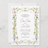 バロエレガントクフランスのガーデン結婚フローラ 招待状 (正面)