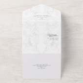 バロエレガントク白黒フローラフォーマル結婚ズ オールインワン招待状 (外側)