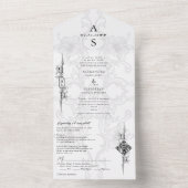 バロエレガントク白黒フローラフォーマル結婚ズ オールインワン招待状 (内側)