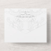 バロエレガントク白黒フローラフォーマル結婚ズ オールインワン招待状 (裏面)