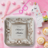 バロエレガントク結婚のクリーム ペーパープレート (パーティー)