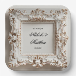 バロエレガントク結婚のクリーム ペーパープレート