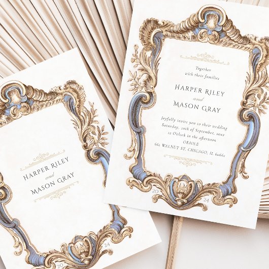 バロエレガントク結婚のフレーム招待状 招待状