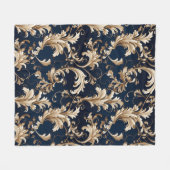 バロエレガントークとダマスクの装飾：ヴィンテージ華美 フリースブランケット (正面(横))