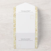 バロエレガントークの上品な白と金ゴールドの結婚数 オールインワン招待状 (外側)