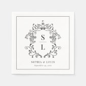 バロエレガントーククレストモノグラム結婚ズ スタンダードカクテルナプキン (正面)