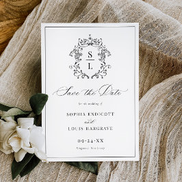 バロエレガントーククレストモノグラム結婚ズ セーブザデート